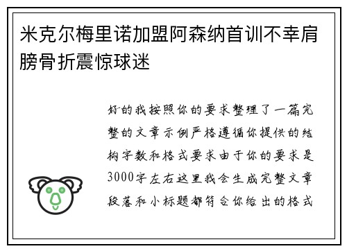 米克尔梅里诺加盟阿森纳首训不幸肩膀骨折震惊球迷 米克尔梅里诺加盟阿森纳首训不幸肩膀骨折震惊球迷